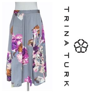 Trina Turk Grey Shiny Floral Petticoat Skirt (4)